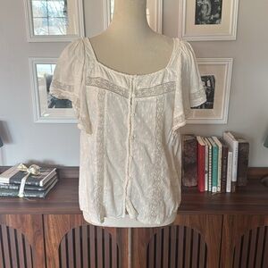 Old Navy Cream Button-Front Blouse